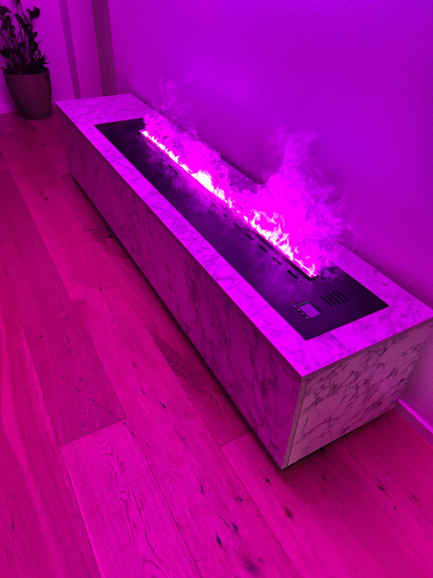 Moderner Wasserdampfkamin mit Möbel – Edles Marmordesign für stilvolles Wohnen